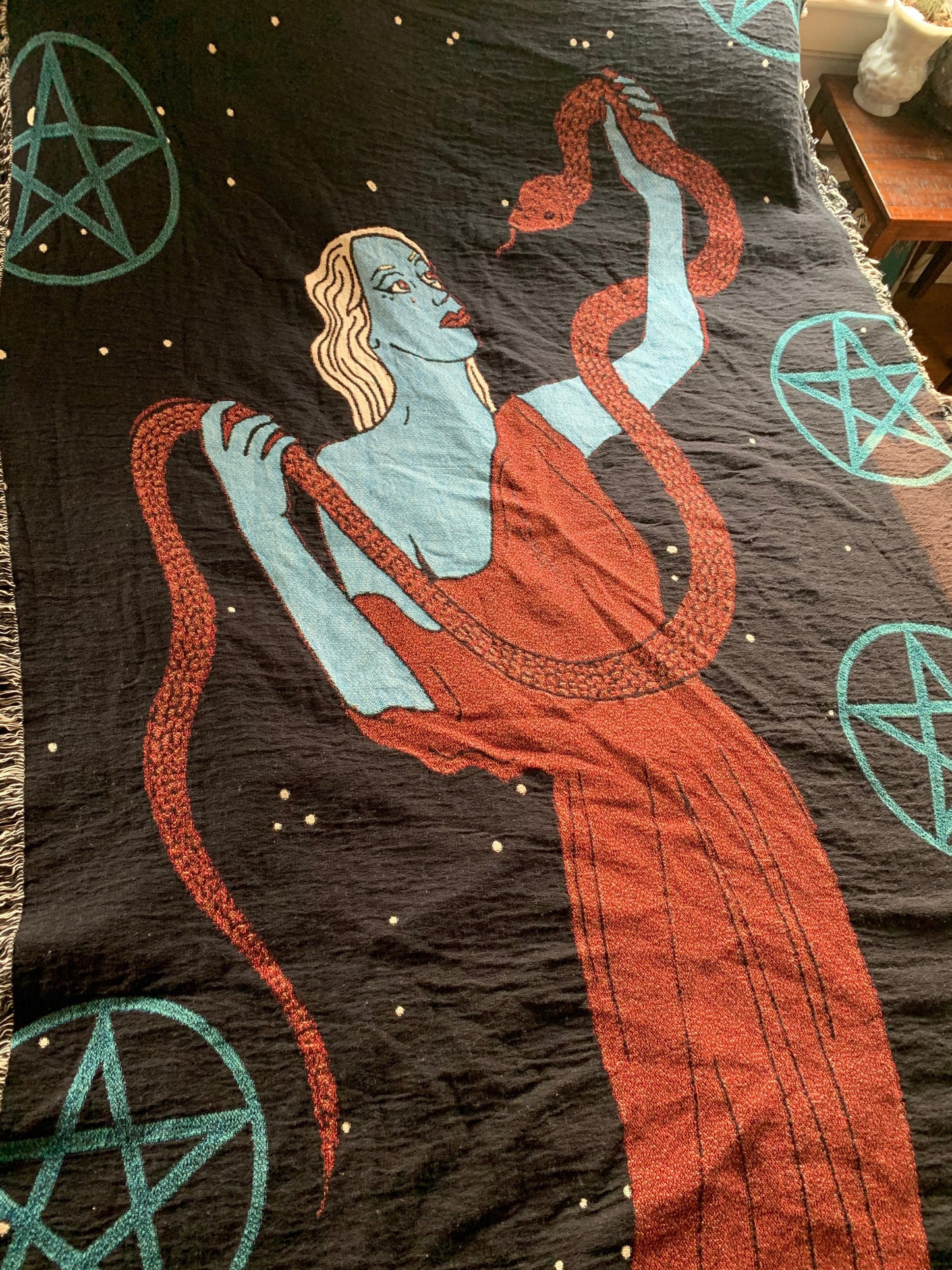 Pentacles woven blanket